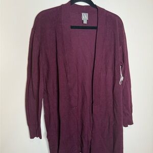 Worthington Knit Open Ribbed Cardigan Duster Womens Size Petite PS Plum Purple